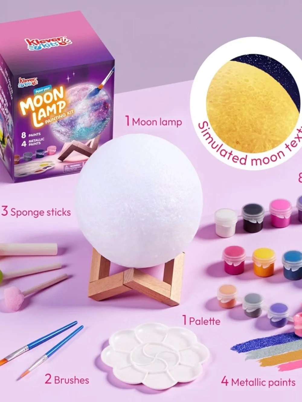 Paint Your Moon Lamp Painting Kit - Purple Blue Galaxy